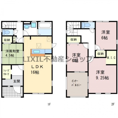 �@�y�Ԏ��}�z2�����Ԏ��}�ł��B1�K�͍L�߂̃V���[�Y�N���[�N��4.5���̘a���t���B2�K�m��3�����ƍL�߂̃C���i�[�o���R�j�[�̊Ԏ��ƂȂ��Ă��܂��B